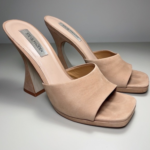 STEVE MADDEN | LIPA LEATHER SQUARED TOE FLARE HEEL PUMP - Picture 5 of 9